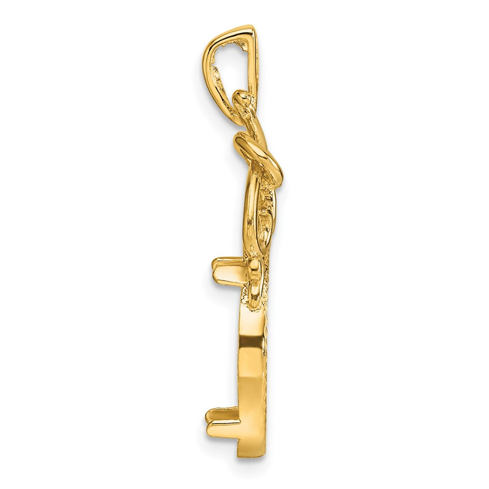 Wideband Distinguished Coin Jewelry 14k Polished Fancy Filigree Top and Diamond-cut 14.0mm Prong Coin Bezel Pendant