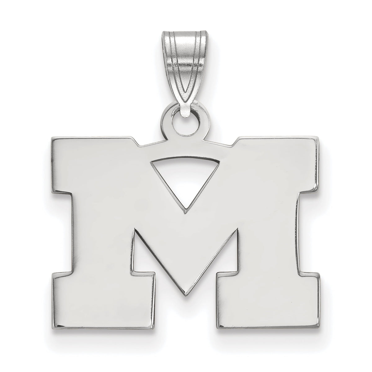 Sterling Silver LogoArt Official Licensed Collegiate University of Michigani (UM) Small Pendant