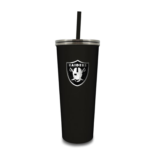 NFL Las Vegas Raiders Stainless Steel 24 ounce Skinny Tumbler with Emblem and Straw