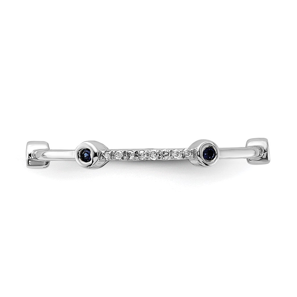 Sterling Silver Stack Expressions Polished Created Sapphire & Diamond Ring