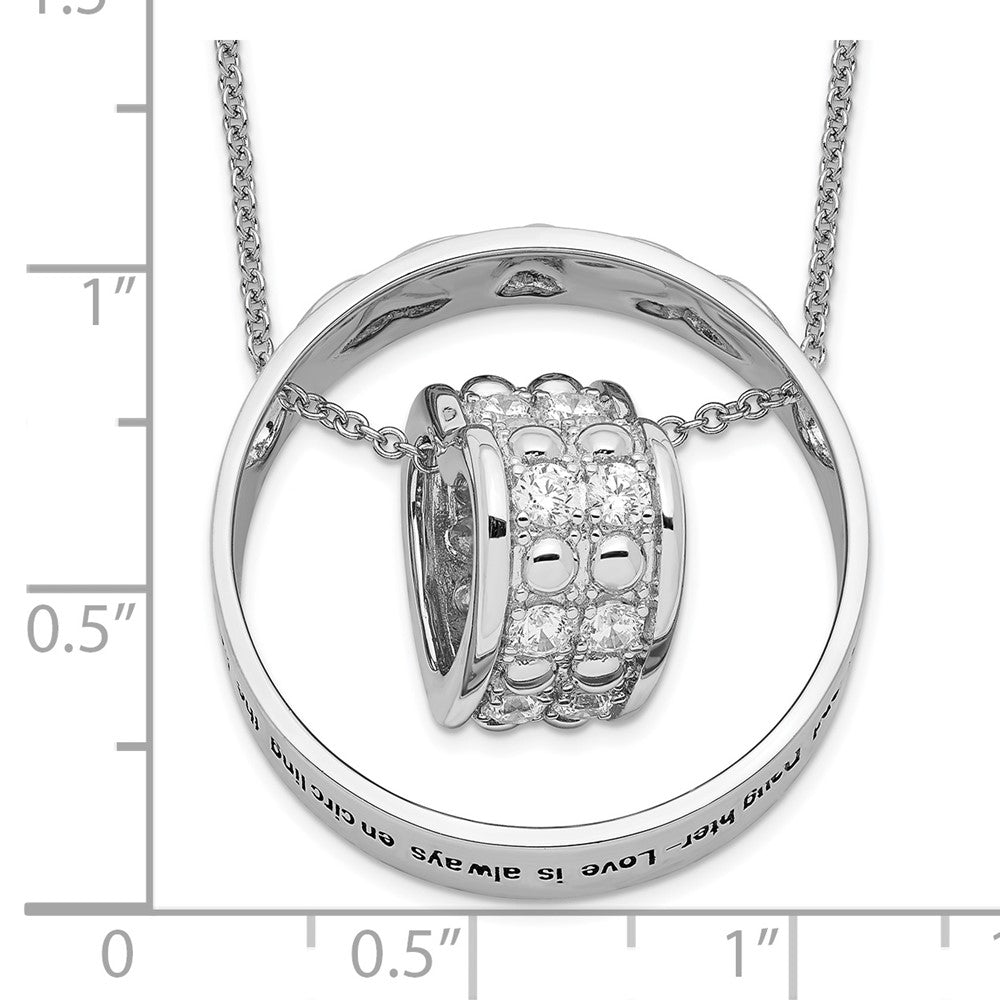 Sentimental Expressions Sterling Silver Rhodium-plated CZ Antiqued Mother and Daughter 18 Inch Necklace 18 Inches