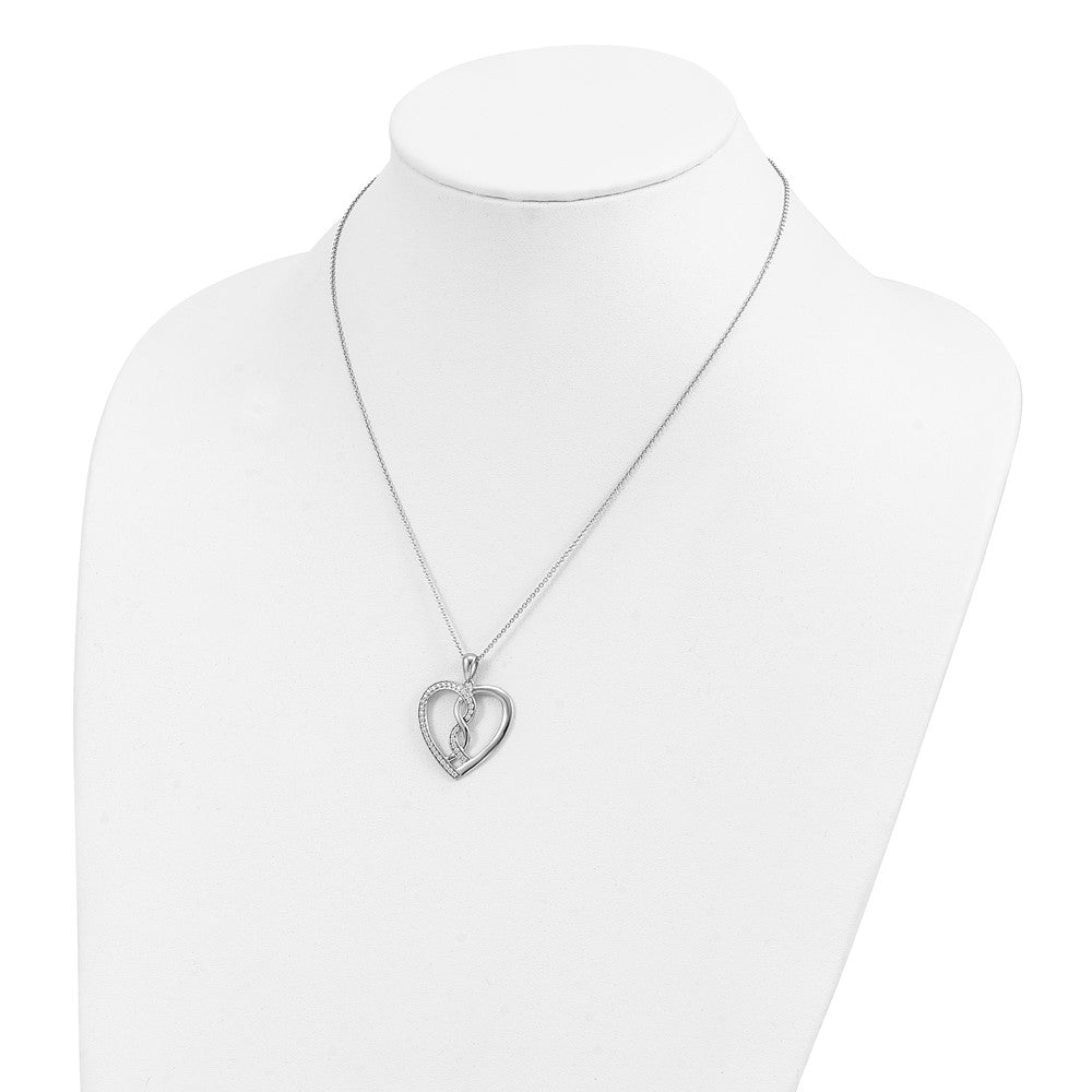 Sentimental Expressions Sterling Silver Rhodium-plated CZ Hearts Joined Together 18 inch Necklace with Poem Card 18 Inches