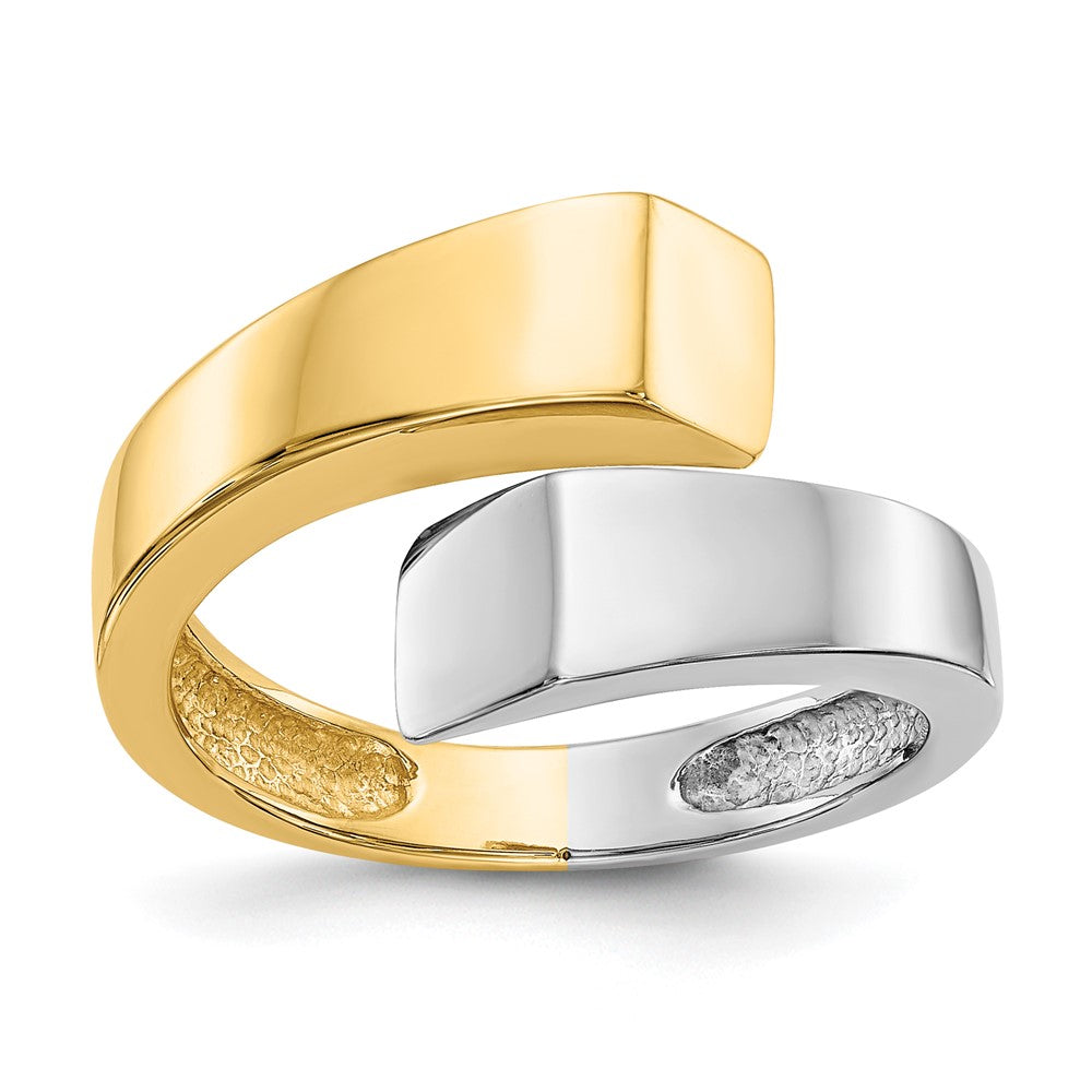 14k Two-tone Square Overlapping Ring Size 7