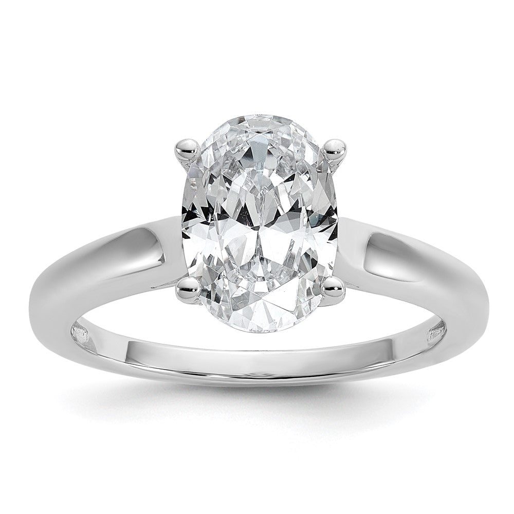 Cheryl M Sterling Silver Rhodium-plated Polished Oval CZ Ring