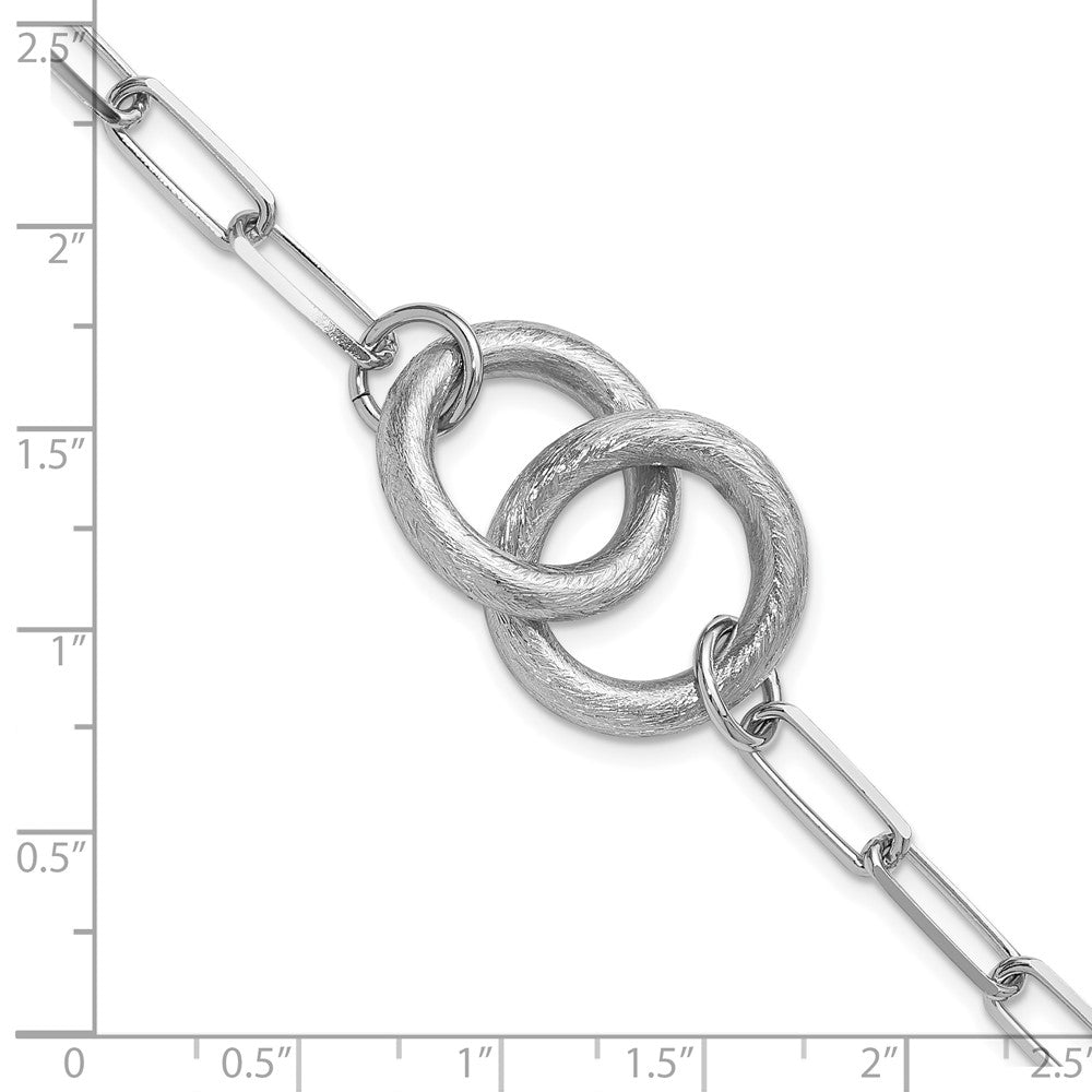 Sterling Silver Rhod-plated Fancy Link with 1.25in ext. Bracelet 8.25  inches