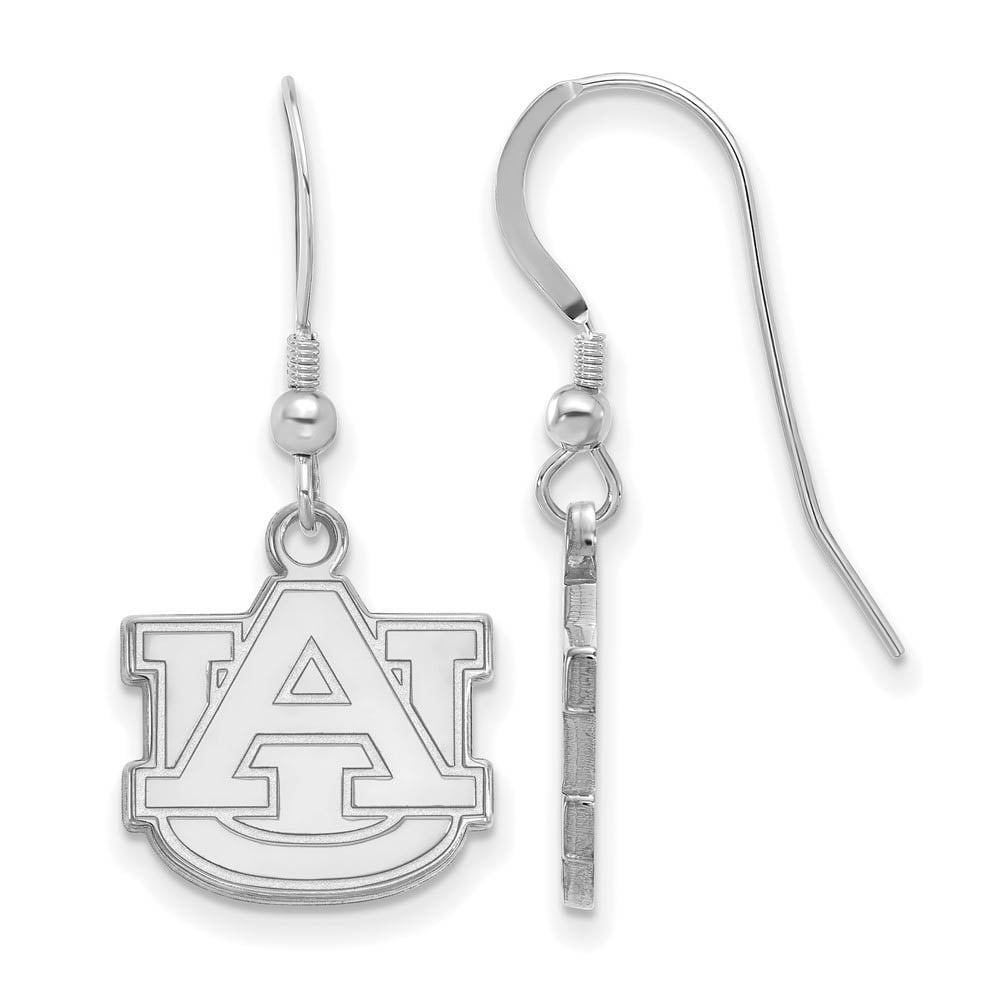Sterling Silver Rhodium-plated LogoArt Auburn University A-U Small Dangle Wire Earrings Q-SS007AU