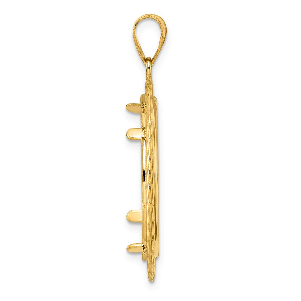 14k Polished Quad Loop with 22.0mm Prong Coin Bezel Pendant