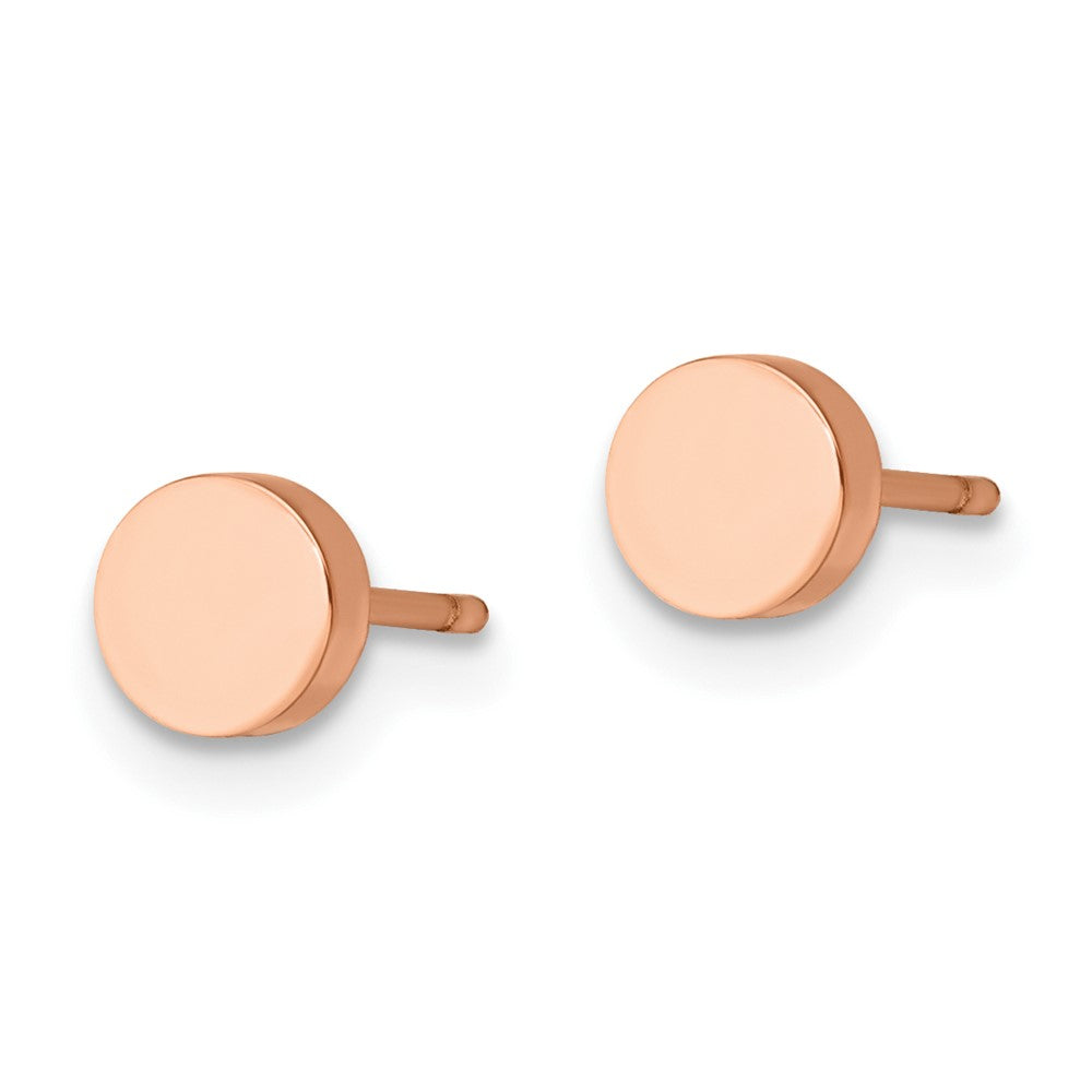 Stainless Steel Polished Rose IP-plated Circle Post Earrings