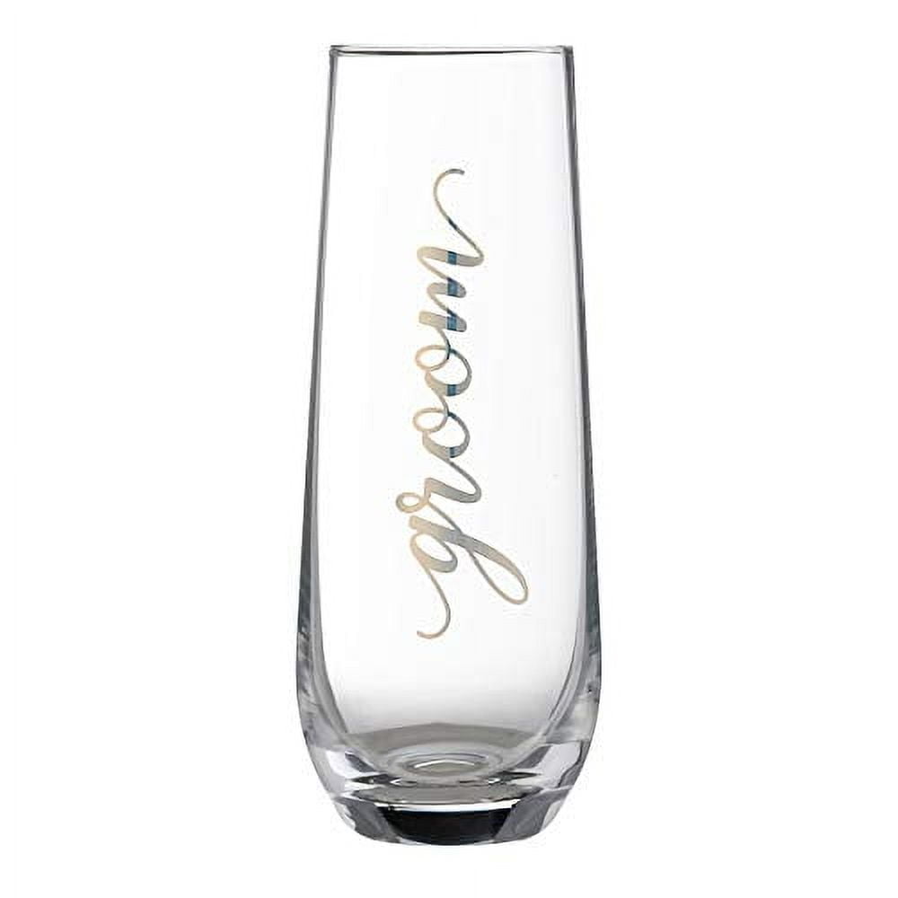 Lillian Rose Gold Groom Stemless Champagne Glass, 8oz, Clear