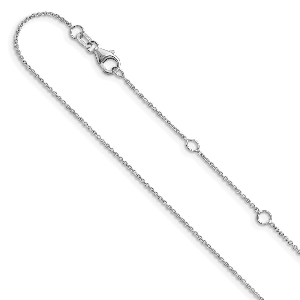 14k White Gold 1.25mm Round Cable 1in+1in Adjustable Chain
