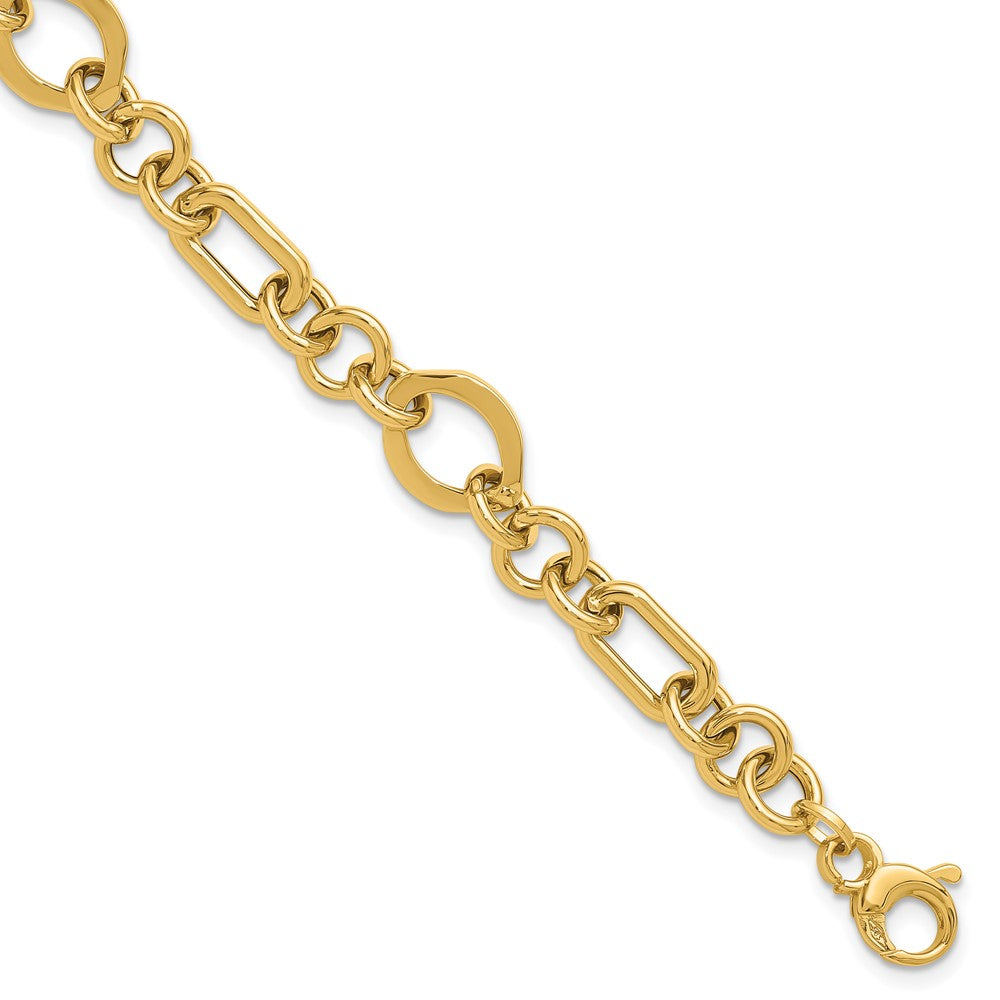 14K Polished Fancy Link Bracelet 7.5  inches