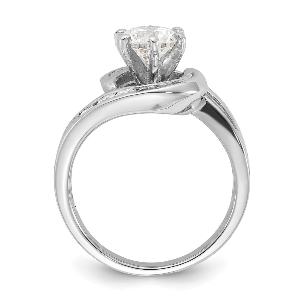 Sterling Silver Rhodium-plated Polished Diamonore CZ Bypass Ring