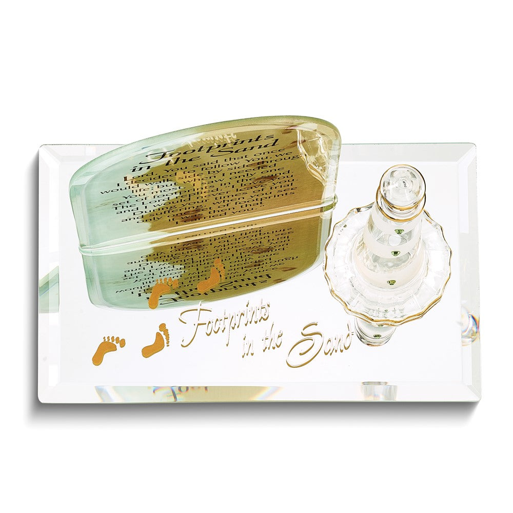 Glass Baron Footprints In The Sand Lighthouse Glass Figurine QGM6682
