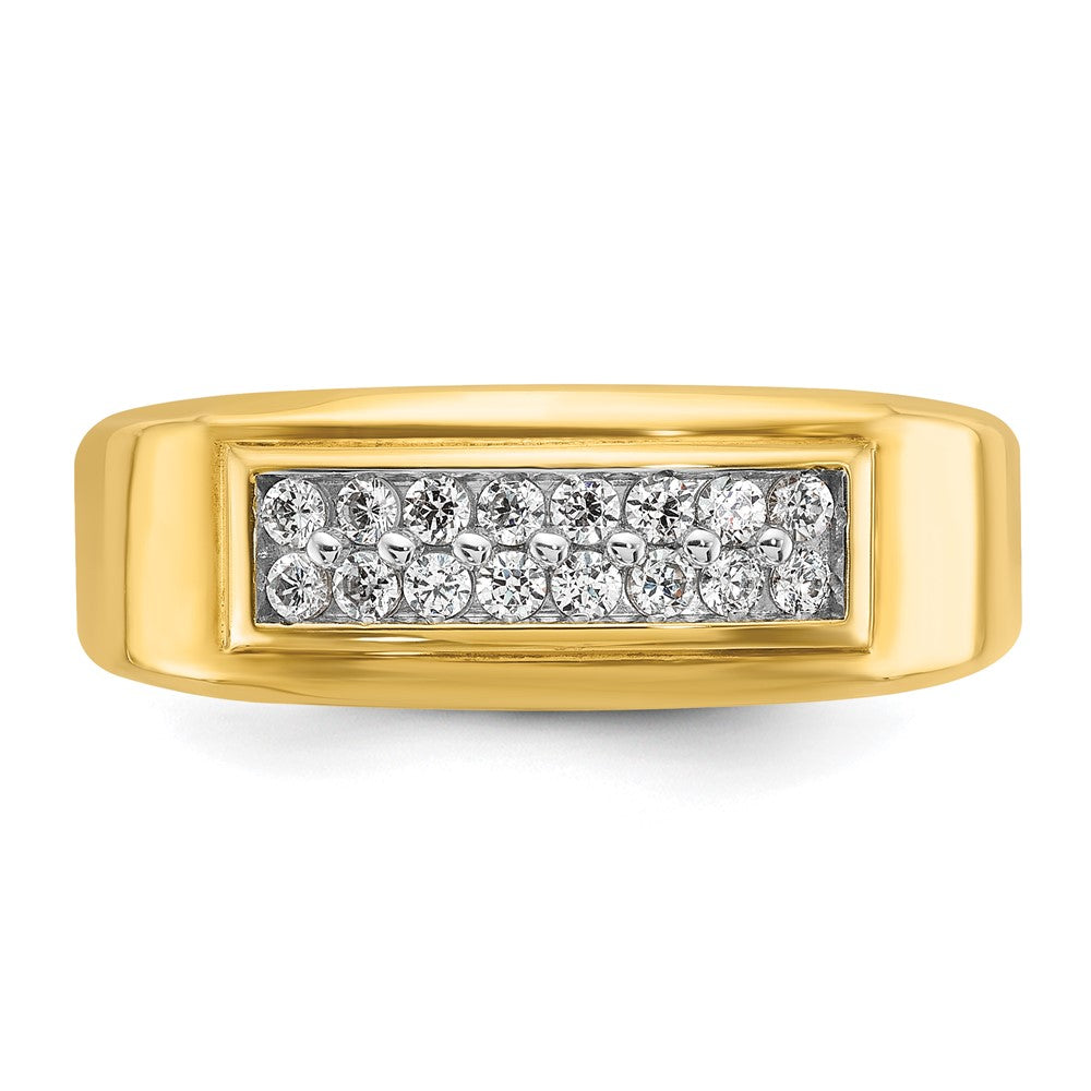 10k IBGoodman Men's Polished 2-Row 1/3 Carat A Quality Diamond Ring