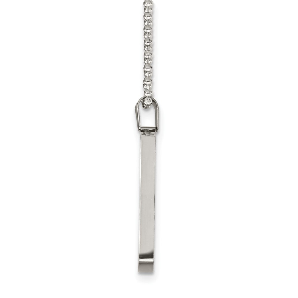 Stainless Steel Brushed & Polished Round Edge 4mm Dog Tag 24in Necklace