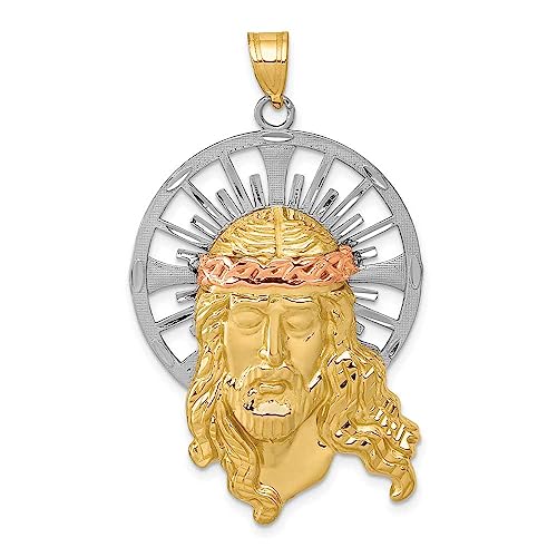 14K Tri-color Diamond-cut Christ Pendant
