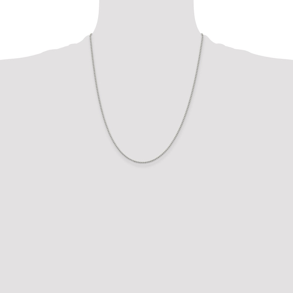 Sterling Silver 1.5mm Beaded Chain 22 Inches