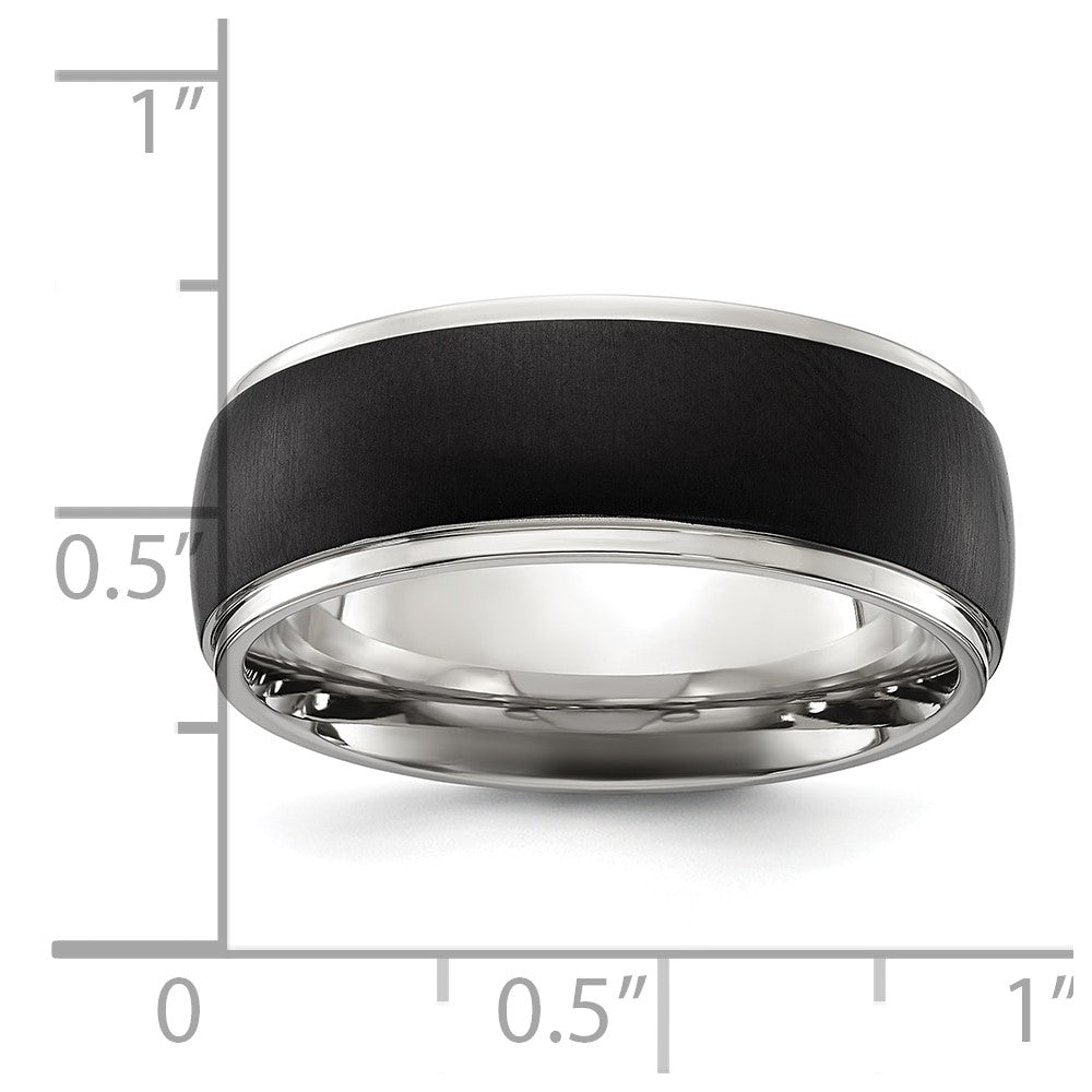 Chisel Titanium Polished with Brushed Black IP-plated Center 8mm Band Size - 9.5