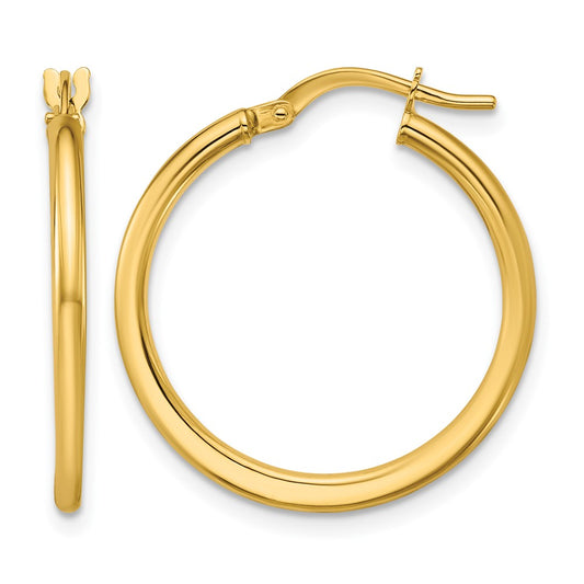 10K Polished Round Hoop Earrings