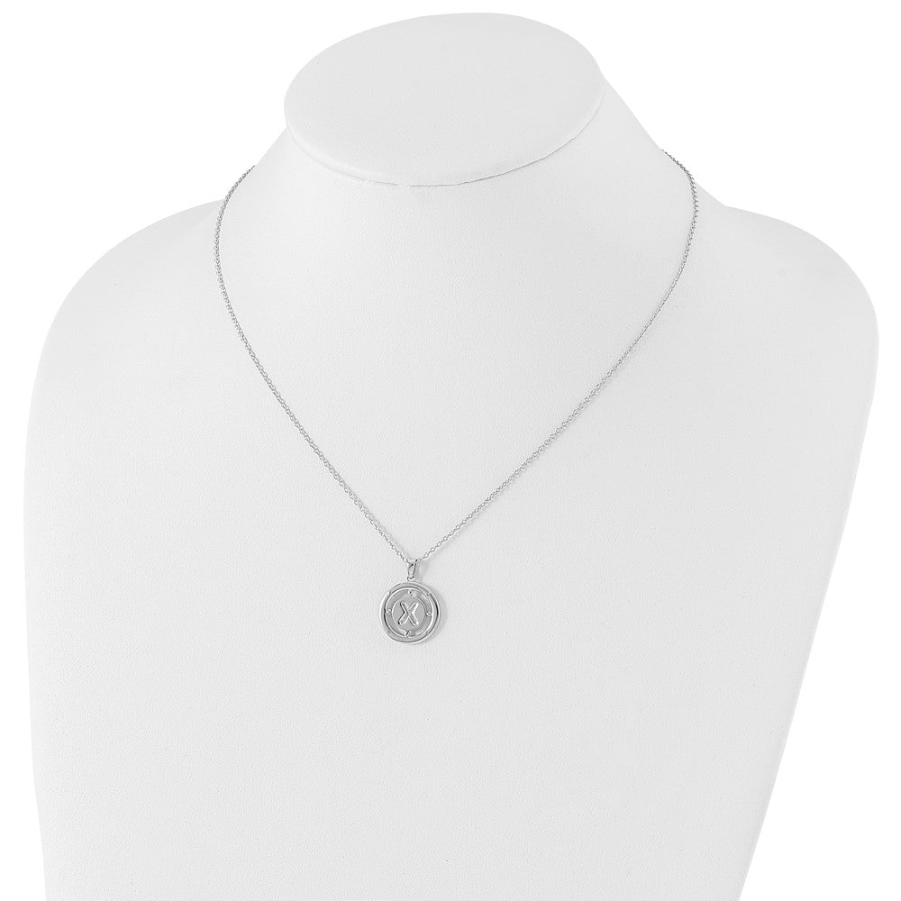 White Ice Sterling Silver Rhodium-plated 18 Inch Diamond Letter X Initial Necklace with 2 Inch Extender 18 Inches