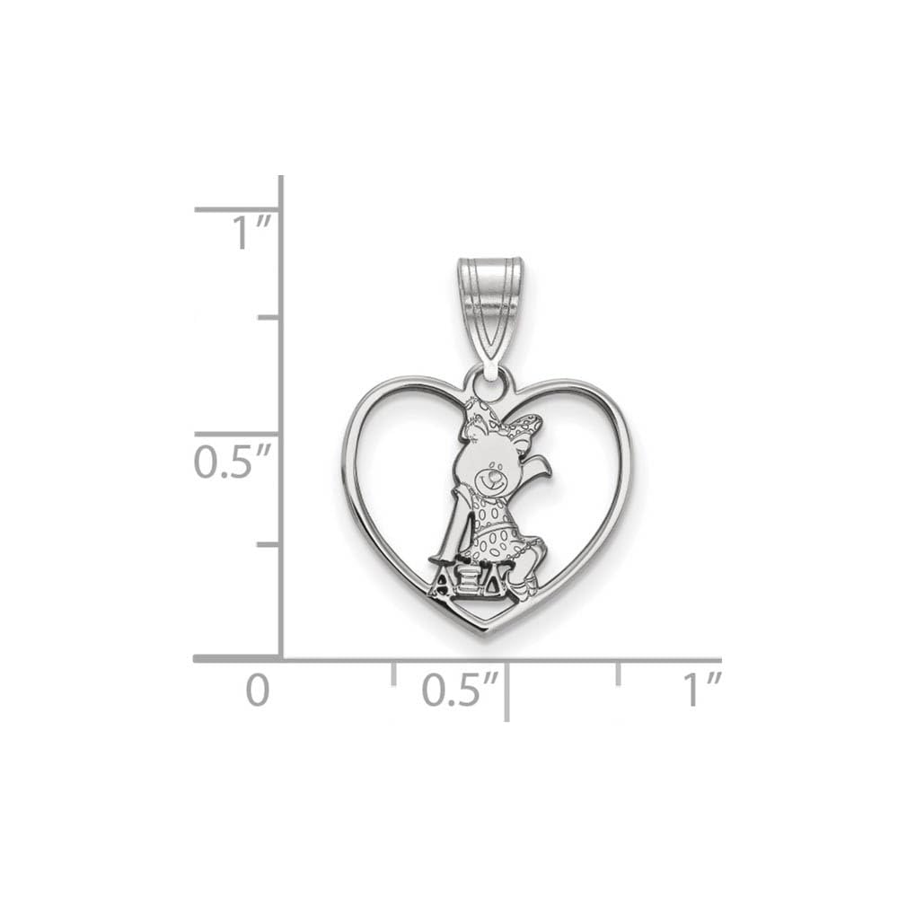 Sterling Silver Official Licensed Greek Sororities Alpha Xi Delta (???) Heart Pendant