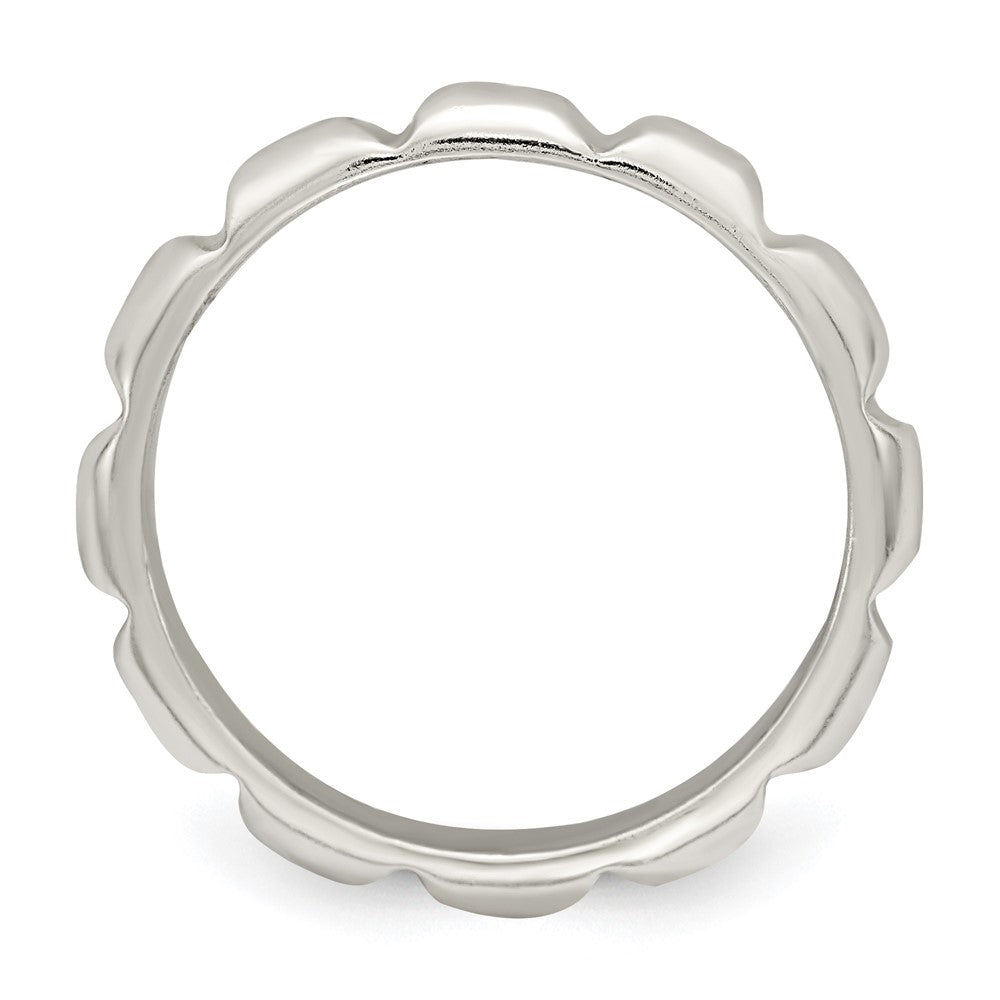 Sterling Silver Notched Design Band Ring