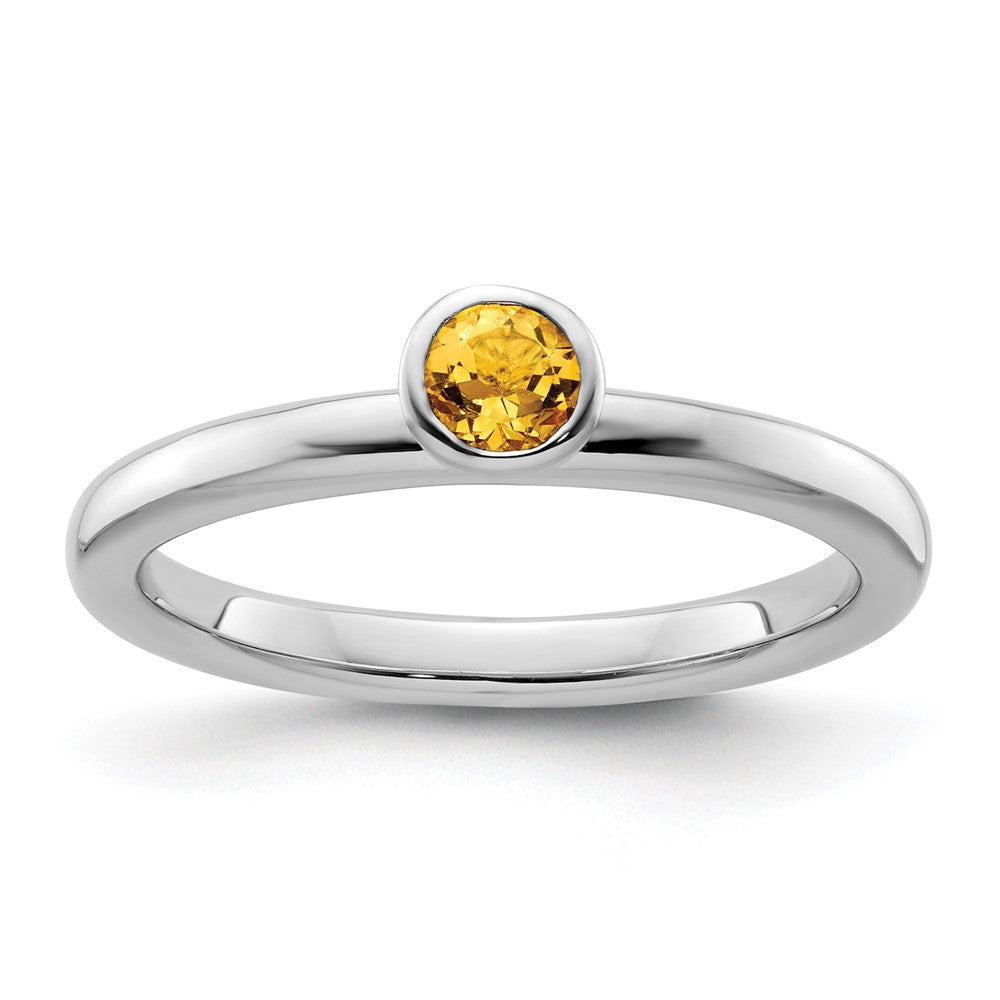Sterling Silver Stackable Expressions High 4mm Round Citrine Ring Size -10