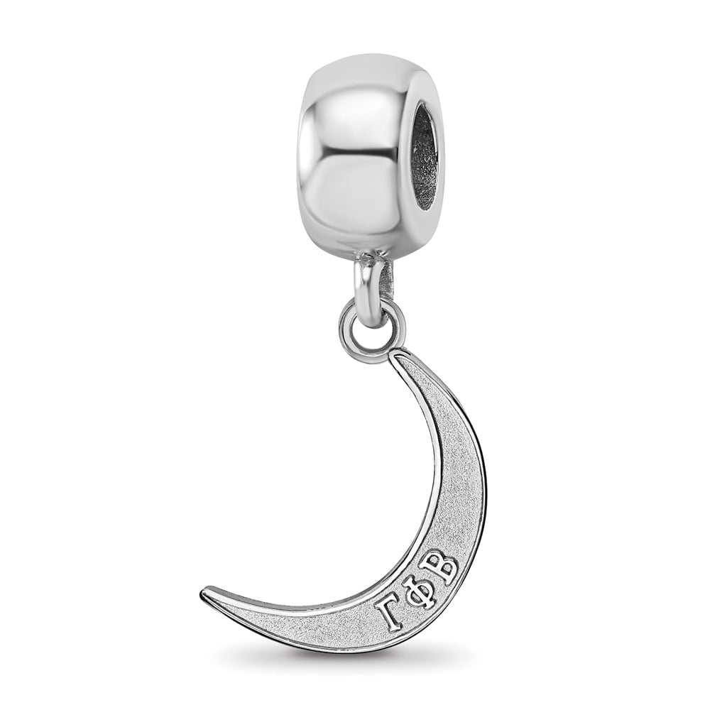 Sterling Silver RH-plated LogoArt Gamma Phi Beta Crescent Moon Bead QGPB003BD1-SS