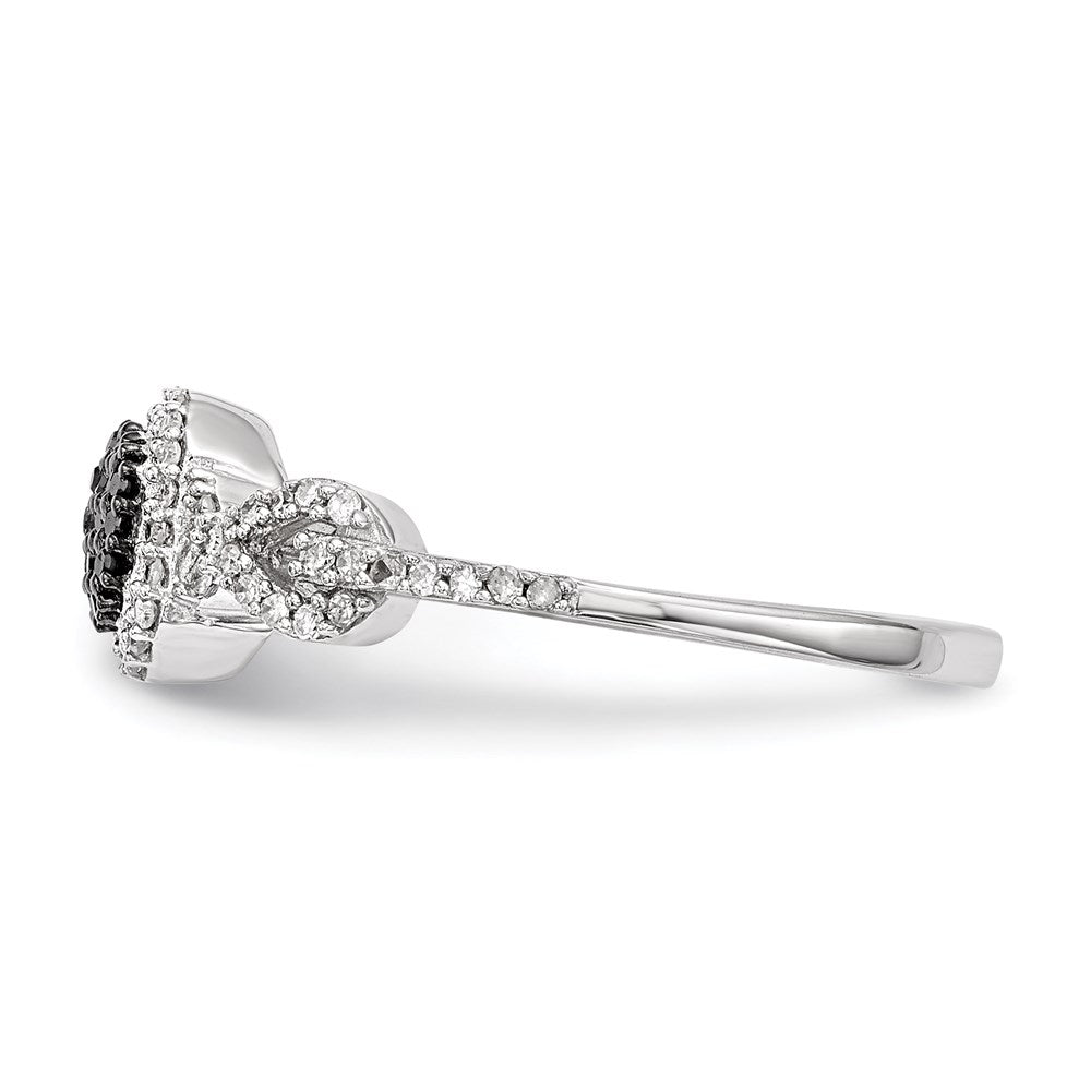 Sterling Silver Black and White Diamond Ring