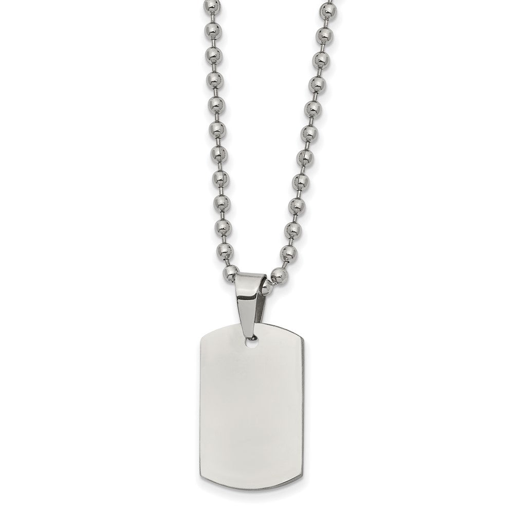 Stainless Steel Brushed and Polished Reversible Dog Tag 22in Necklace