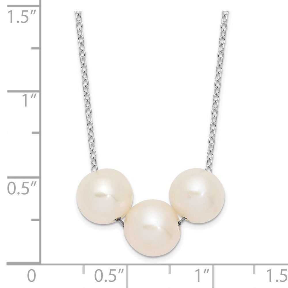 Sterling Silver Rhodium-plated 8-9mm White Near-Round Freshwater Cultured Pearl 17 inch Necklace 17 Inches