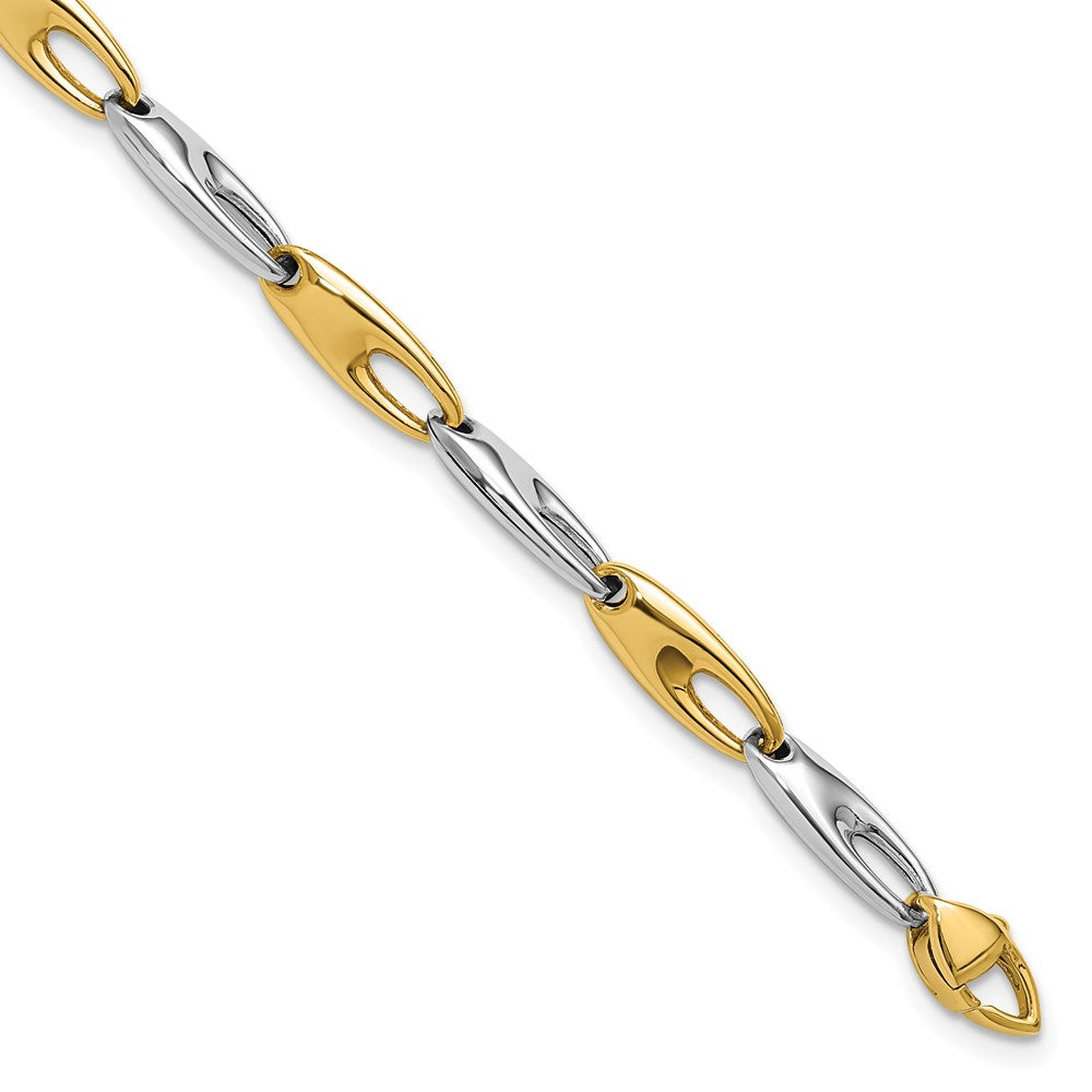 14K Two-Tone Polished Fancy Link Bracelet 7.5  inches