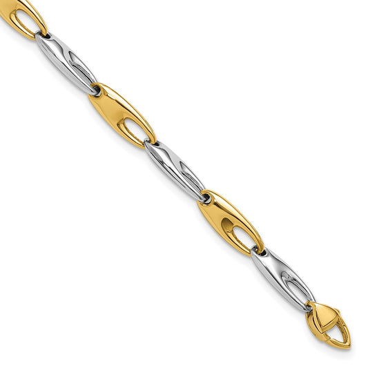 14K Two-Tone Polished Fancy Link Bracelet 7.5  inches
