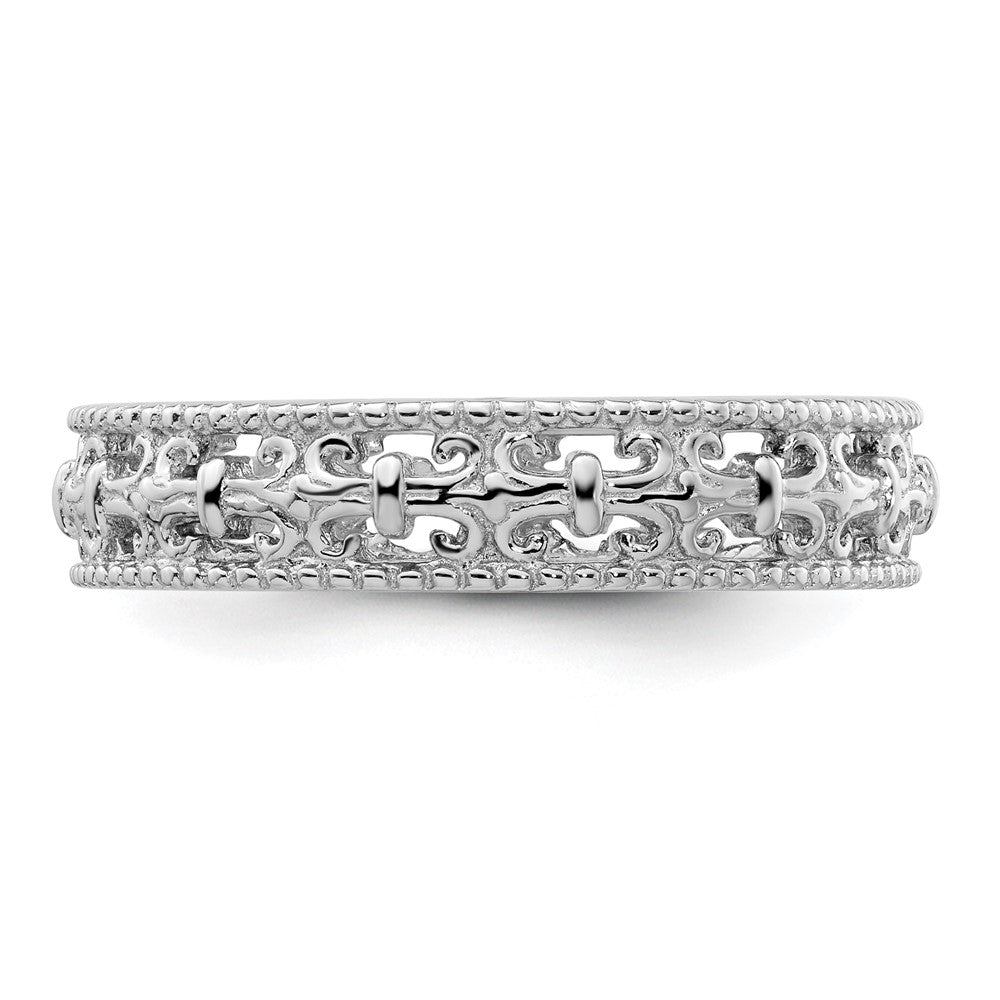 Sterling Silver Stackable Expressions Polished Fleur De Lis Ring Size -7