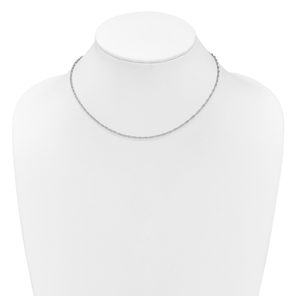 Sterling Silver Rh-plated 2mm Singapore 1in+1in Adjustable Chain