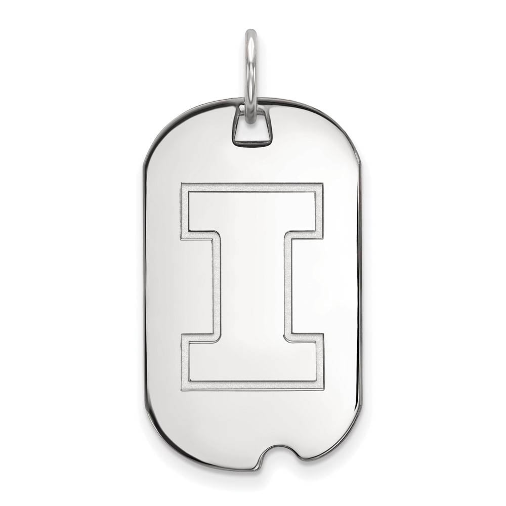 LogoArt Sterling Silver University Of Illinois Small Dog Tag Pendant Necklace