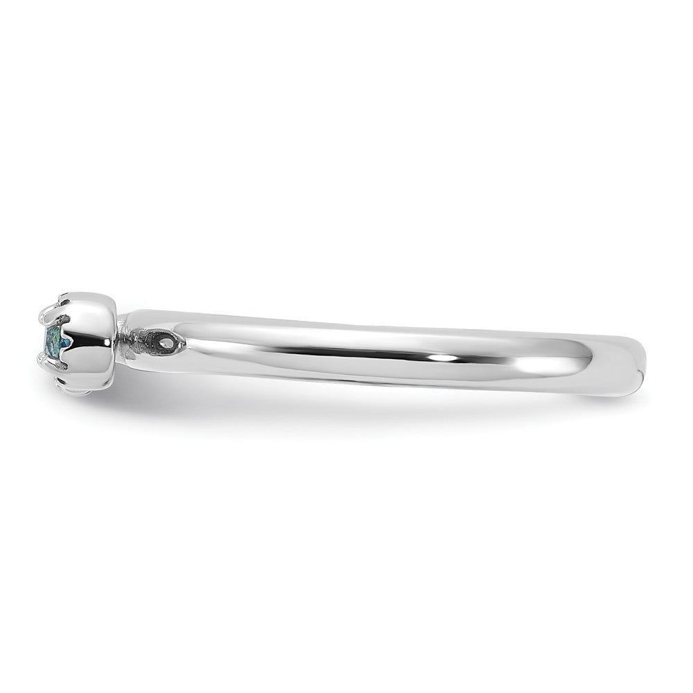 Sterling Silver Stackable Expressions Rhodium-plated Blue and White Topaz Key Ring Size -9