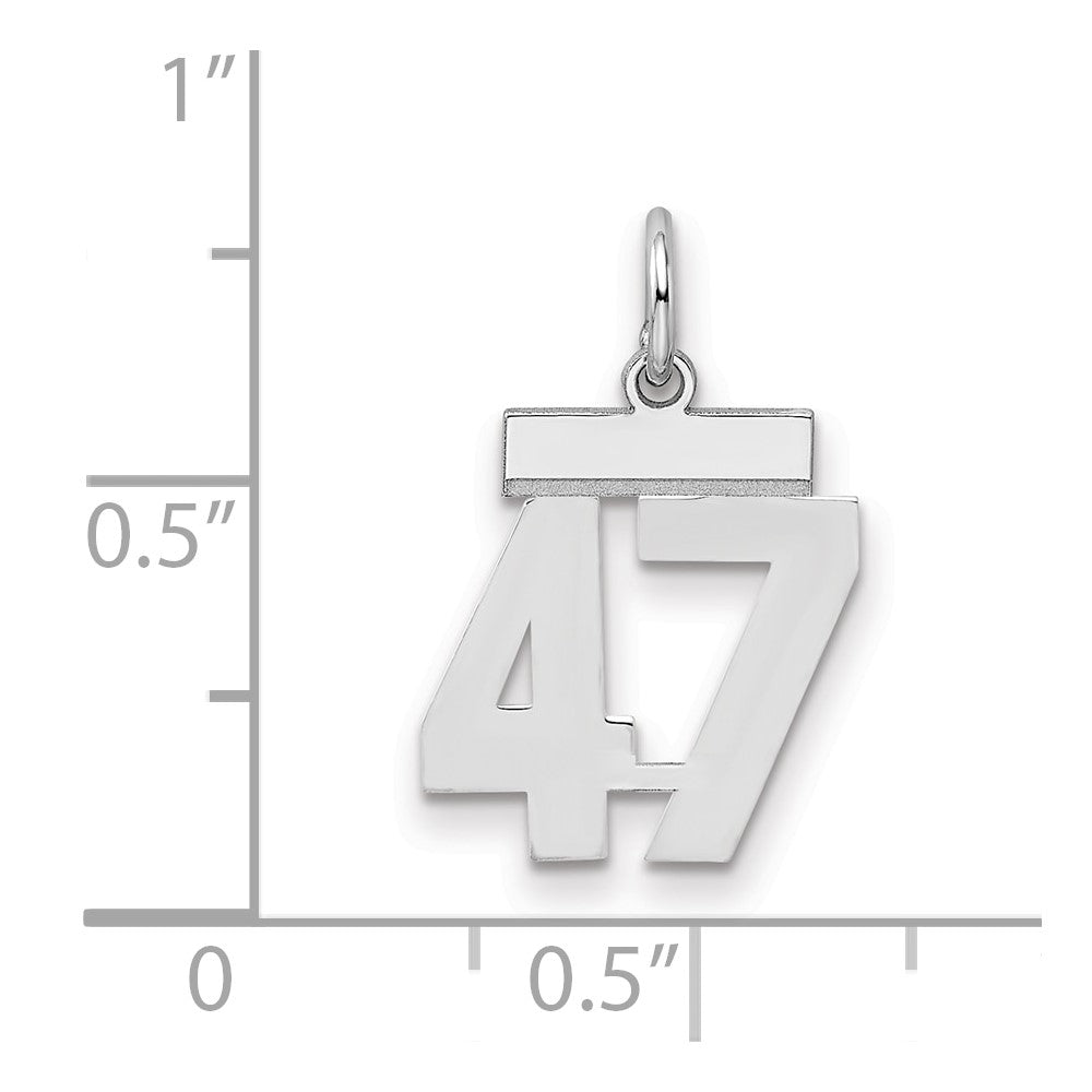 Sterling Silver/Rhodium-plated Polished Number 47 Charm