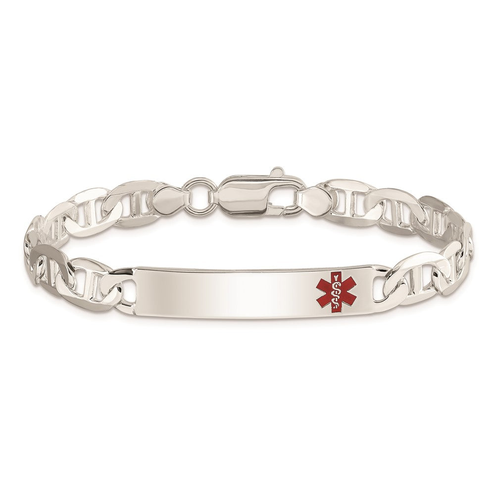 Sterling Silver Polished Medical Anchor Link ID Bracelet 8.5 inches