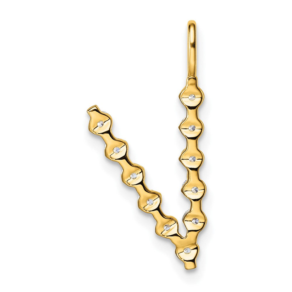 True Origin 14k 3/8 carat Lab Grown Diamond VS DEF Alphabet V Pendant