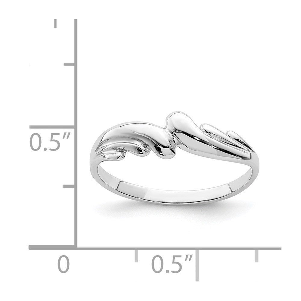 14K White Polished Wave Ring Size 7