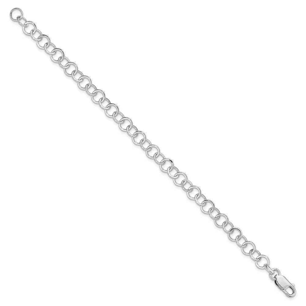 Amore La Vita Sterling Silver Rhodium-plated Polished 7mm 7.5 inch Fancy Link with Lobster Clasp Charm Bracelet 7.5 inches