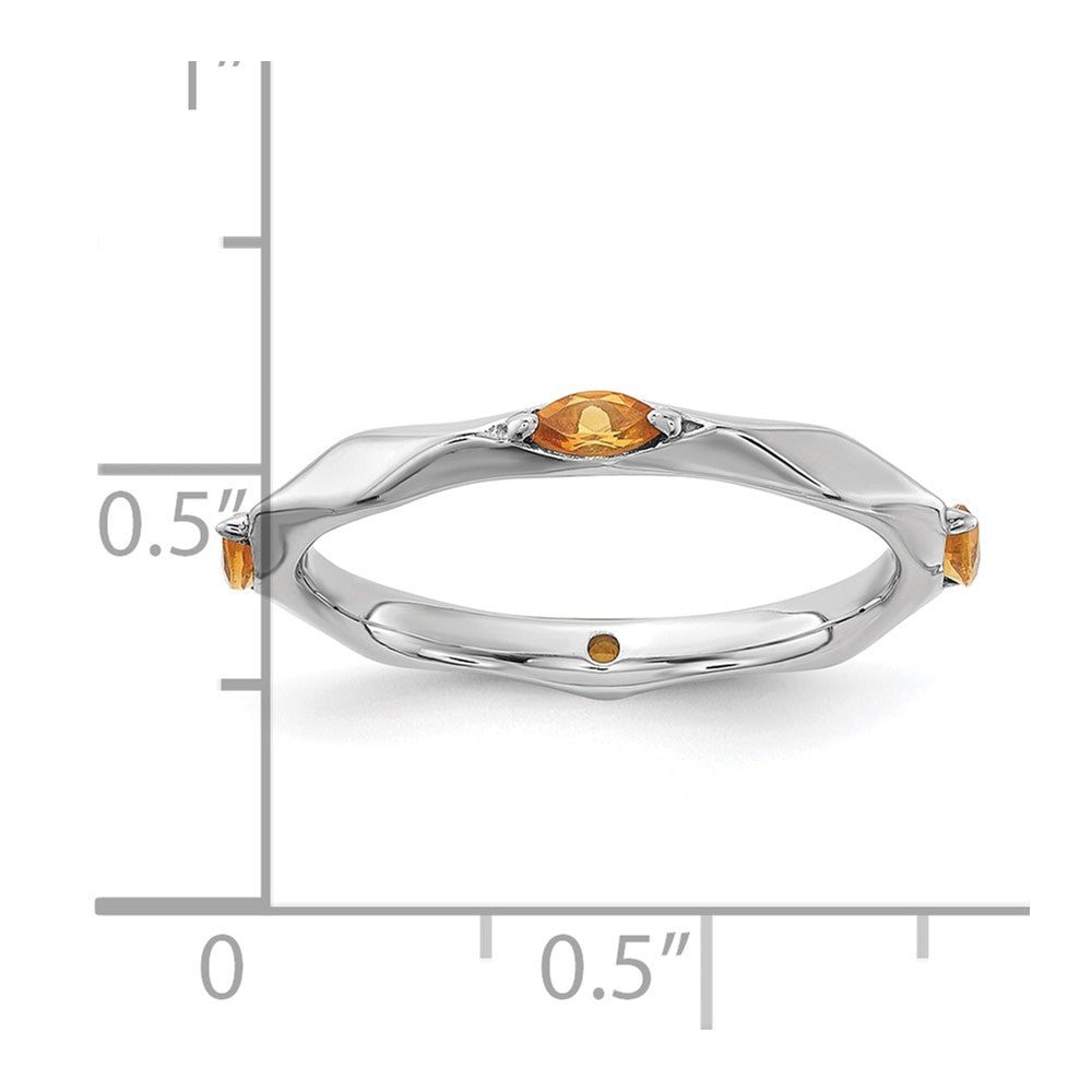 Sterling Silver Stackable Expressions Rhodium-plated Citrine Ring Size -7