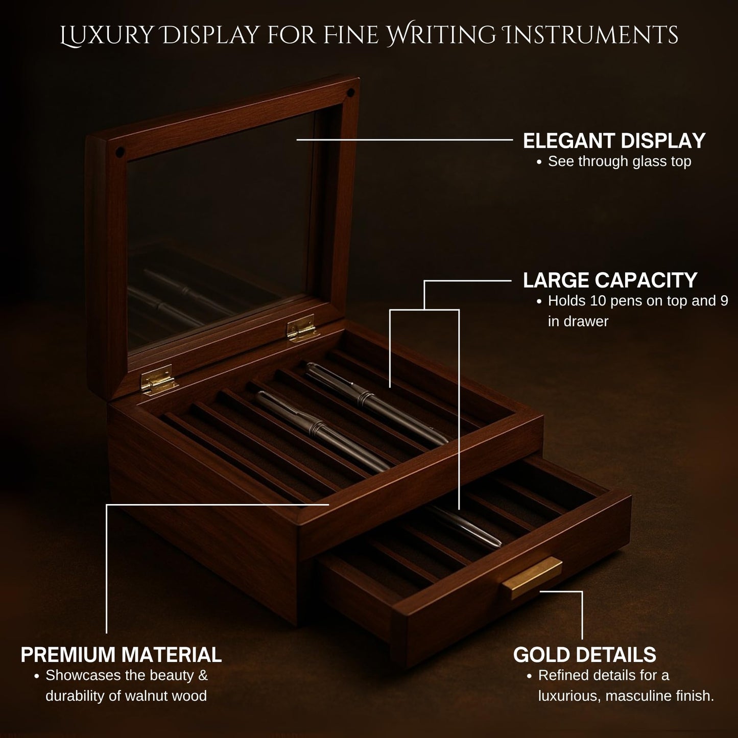 Bey Berk Walnut Wood 19-pen Box