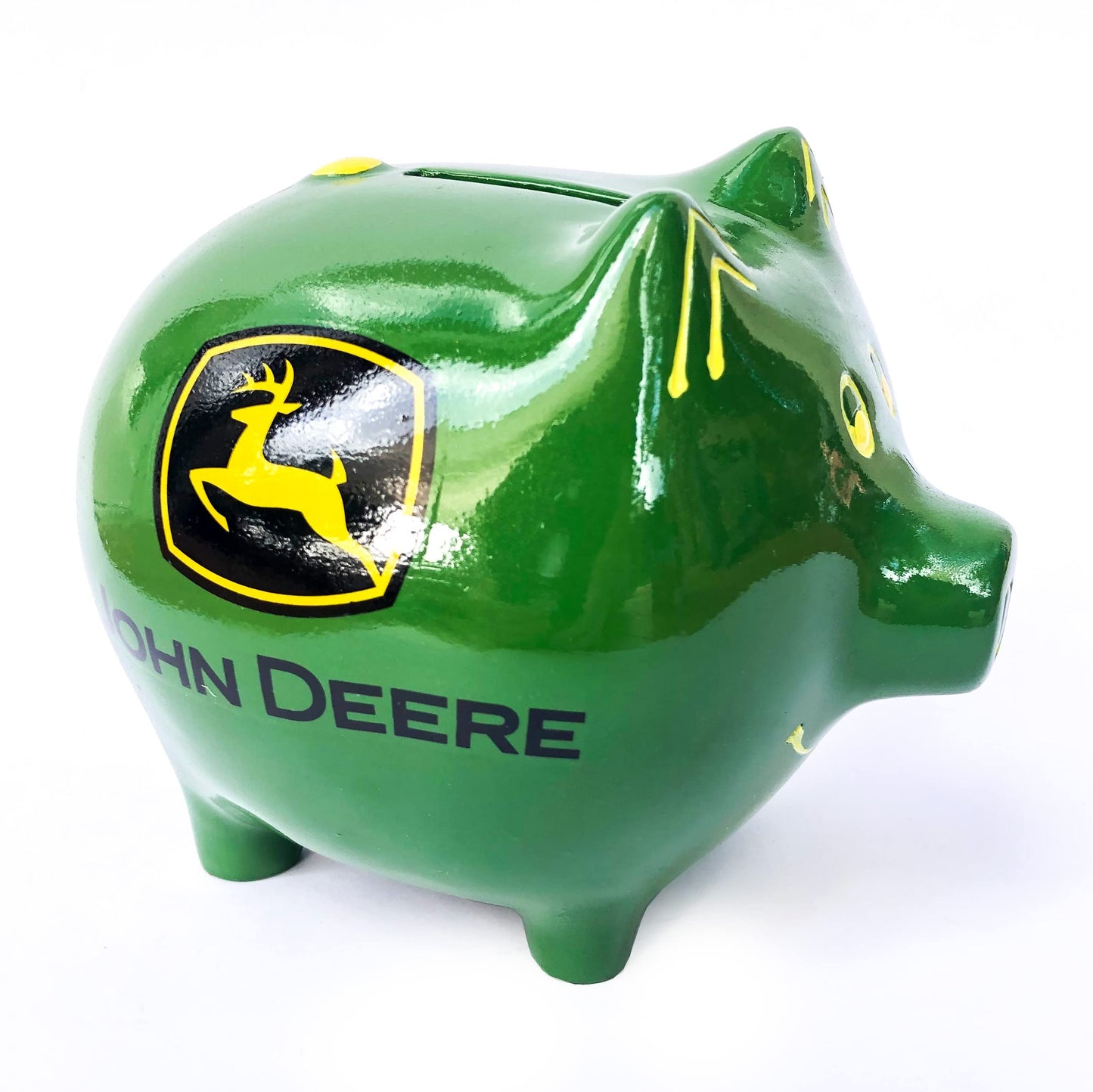 Polyresin JOHN DEERE Logo Green Piggy Bank Q-GM8493