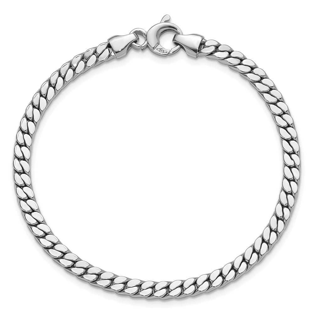 14K White Gold Polished Fancy Curb Link Bracelet 7.75  inches