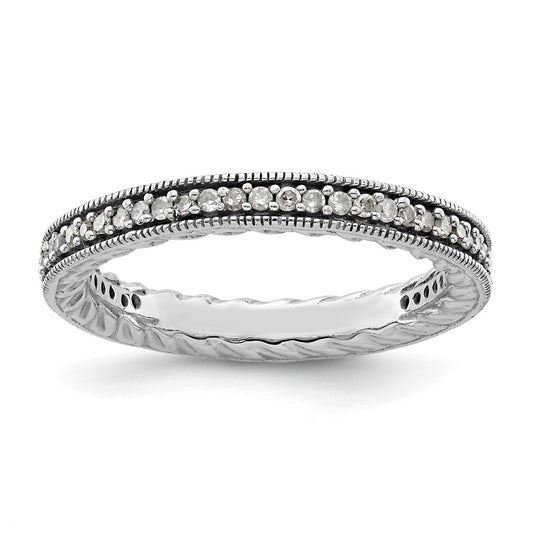 Sterling Silver Stackable Expressions Polished Diamond Ring Size -7
