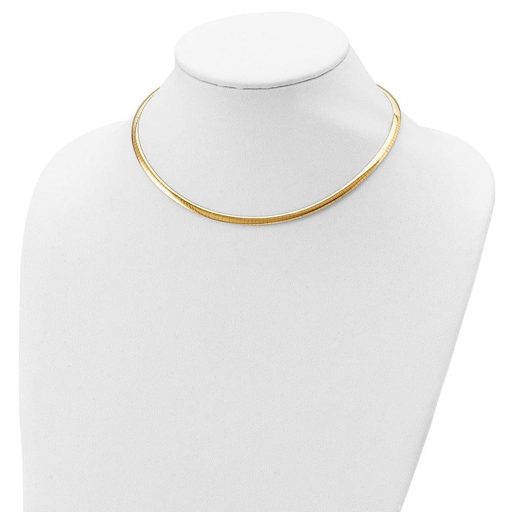 Sterling Silver Gold-plated 4mm Reversible w/2in ext Cubetto Chain 16 Inches