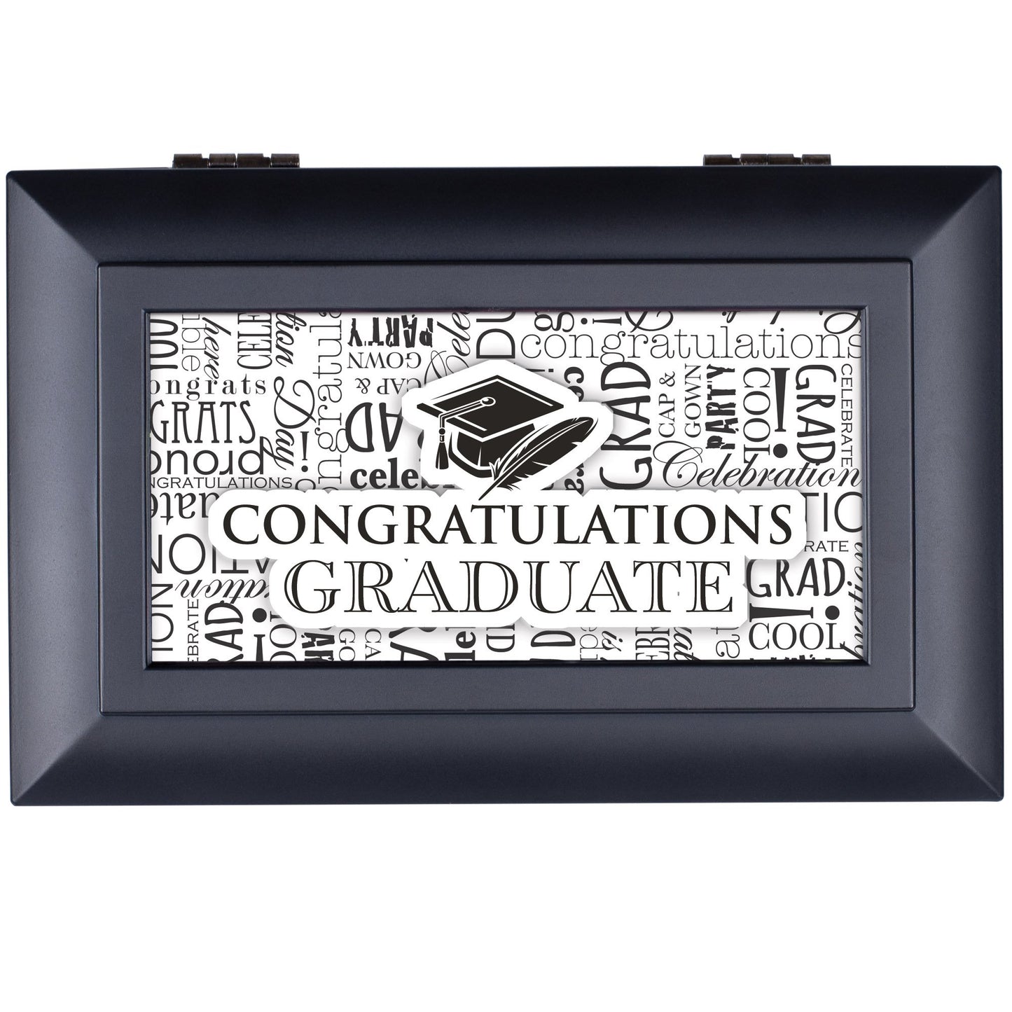 CONGRATULATIONS GRADUATE Black Resin Music Box
