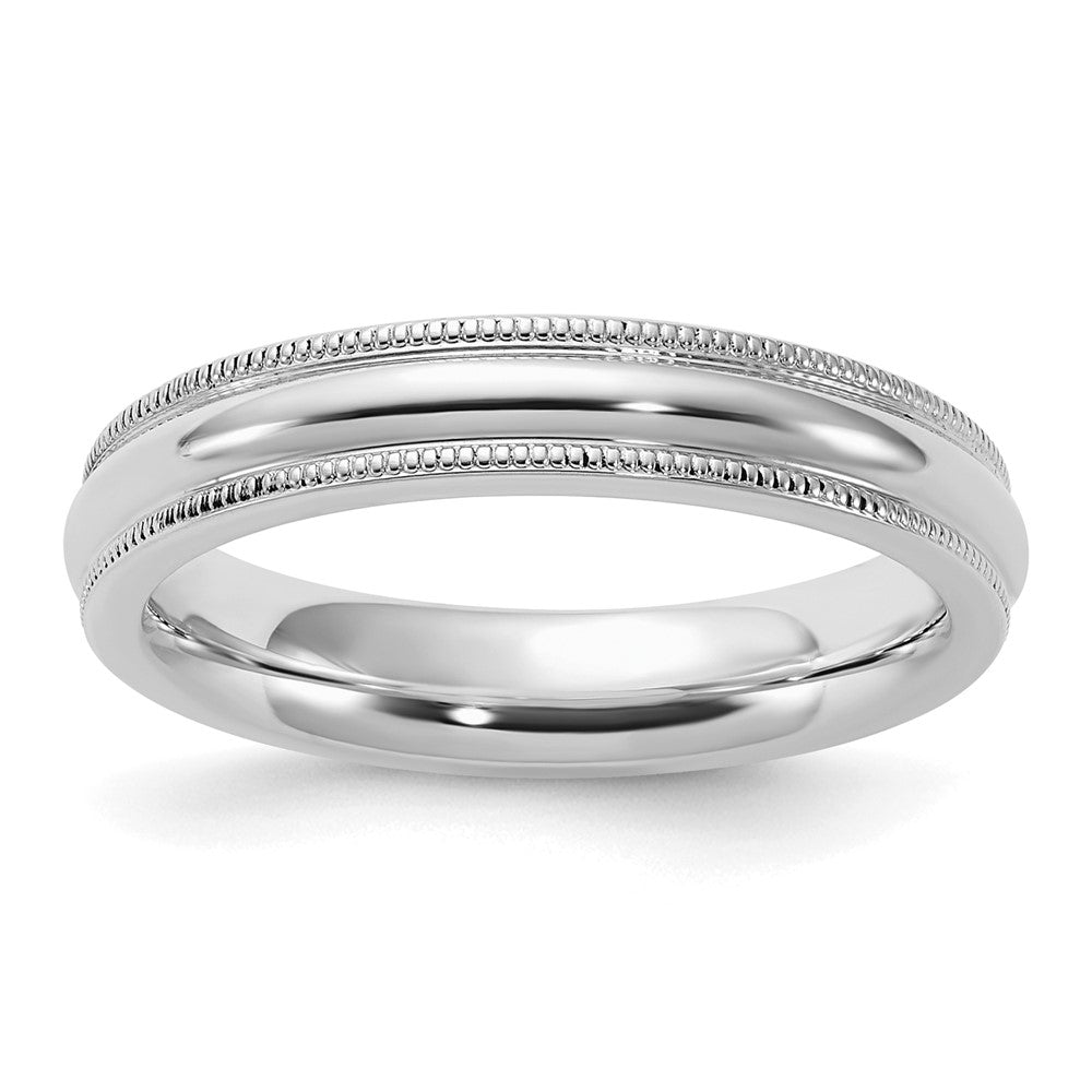 Sterling Silver Rhodium-plated 4mm Comfort Fit Milgrain Size 10 Band
